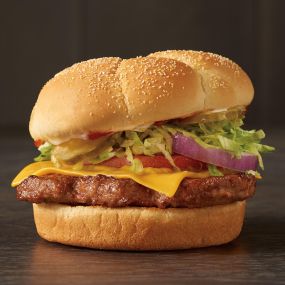 Our seasoned cheeseburger loaded with all the fixins.