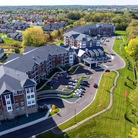 Aerial view of the buildings