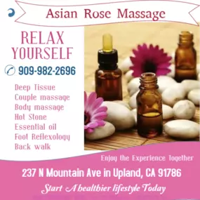 Whether it's stress, physical recovery, or a long day at work, Asian Rose Massage has helped many clients relax in the comfort of our quiet & comfortable rooms with calming music.