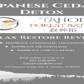 Indulge in the holistic benefits of our Japanese Detox Spa at Tahoe Forest Baths. Our serene spa environment offers a range of detoxifying treatments that help purify your body and soothe your mind. Discover the ancient practices of Japanese wellness and enjoy a transformative spa experience.