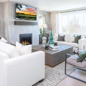 Cozy living spaces with gas fireplaces