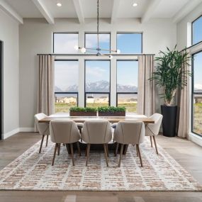 Expansive dining rooms with large windows