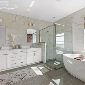 Spa-like luxury primary bathrooms