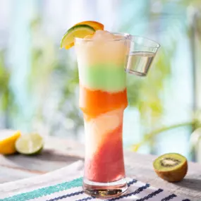 Frozen Bahamarita® - Frozen Margarita, made with tequila, kiwi melon, strawberry and mango ices. With a shot of cactus juice schnapps.