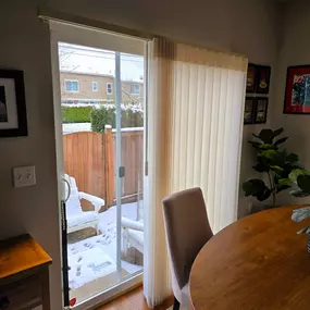 Vertical Blinds for Sliding Doors ????☀️ – Practical and stylish! These vertical blinds glide smoothly for easy access and soft light control. Ready to upgrade your space? Call today! ????