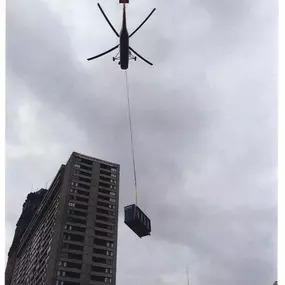BC TenAir executed a precision helicopter lift to install a commercial make-up air unit atop this downtown high-rise. This complex aerial HVAC operation showcases our expertise in large-scale commercial installations, even in the most challenging urban environments. From planning to placement, we deliver seamless solutions that elevate building performance.
