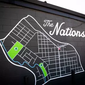 Explore restaurants, breweries, and shopping in the vibrant neighborhood, The Nations