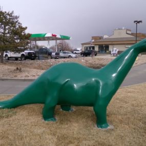 Sinclair gas station and fiberglass DINO