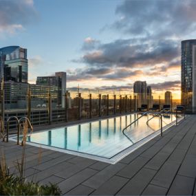 3Eleven rooftop deck during sunset