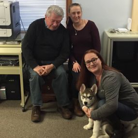 RZA visited our office today before her Vet appointment. Such a good dog!