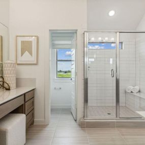 Dove Hollow Model Primary Suite Bathroom Photo by Trophy Signature Homes.