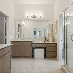 Dove Hollow Model Primary Suite Bathroom Photo by Trophy Signature Homes.