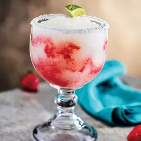 Strawberry Texas Frozen Swirl: Frozen Texas Margarita swirled with strawberries.