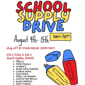 Back to School is just around the corner! Let’s come together to support our local elementary school by donating much-needed supplies. Drop off your donations at our office!