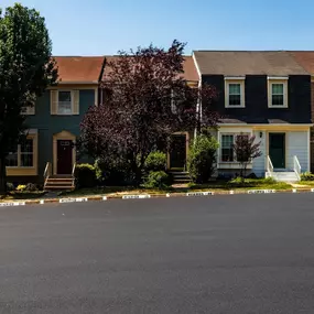 New pavement outside a townhome complex