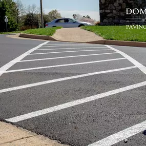 Dominion Paving offers asphalt line striping services for properties in Northern Virginia, Maryland, Eastern West Virginia, and the D.C. Metro Area