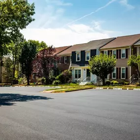 New pavement outside a townhome complex