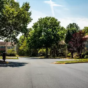 New pavement outside a townhome complex