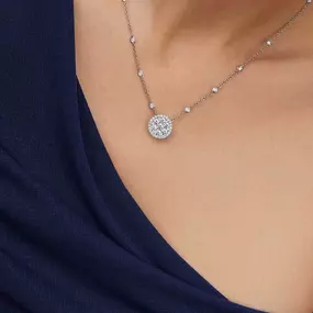 18ct White Gold Diamond Bubble Pendant