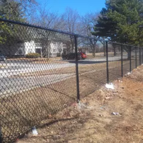 Galvanized Black Vinyl Coated Chain Link Fence.