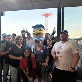 Team bonding with a side of baseball! ⚾???? Sandy the Seagull joined our crew for a fun day out at the game.