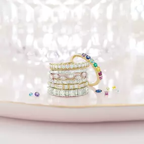 Diamond and gemstone stacking rings