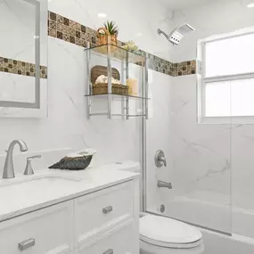 Existing bathroom remodeled with modern and updated fixtures