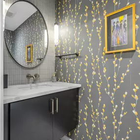 Guest bathroom vanity with one sink