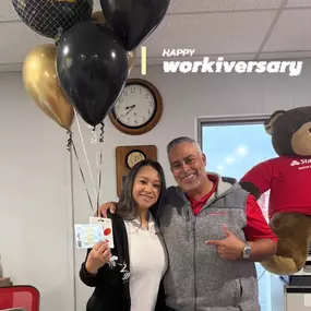 Happy workiversary to one of our incredible team members!  Your hard work, positivity, and dedication never go unnoticed. We’re lucky to have you on the team—here’s to many more milestones ahead!