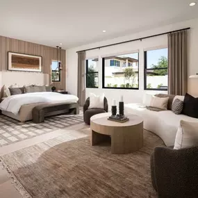 Expansive primary bedroom suite with stunning fixtures and an abundance of natural light