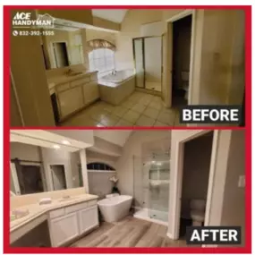 Ace Handyman Services Katy before and after bathroom