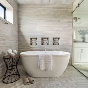 Unwind in a luxurious bathroom that feels like a spa retreat. Robert Thomas Homes - everyday pampering awaits.