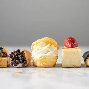 Tiny treats, big smiles! This elegant assortment of bite-sized pastries adds a touch of sweetness and sophistication to any celebration.