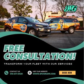 Ready to transform your ride? For a limited time, get FREE consultation on your first vehicle wrap with SFG Wraps