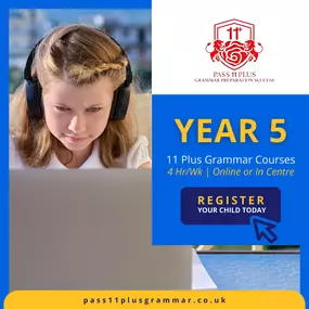 Year 5 11 Plus Grammar Courses
Prepare your child for the 11 Plus exams with our comprehensive 4-hour-per-week program, designed to build confidence and mastery. Available online or in-centre, our expert-led courses ensure your child is fully equipped to succeed in grammar school entrance exams.

Why choose us?

Tailored lessons for Year 5 students
Flexible learning options: Online or In-Centre
Experienced instructors with proven results
Register your child today and start their journey towards 