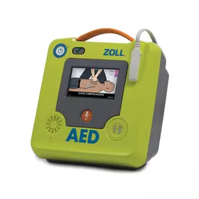 Our favorite AED!  Not only will the AED talk to you but it also shows you what to do in an emergency