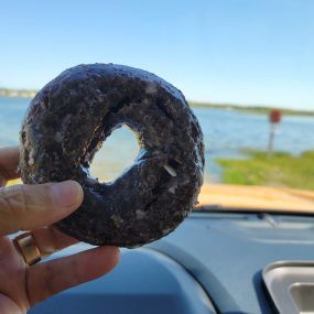 Nothing better than a handmade, chocolate frosted donut from Hole In One Yarmouth.
