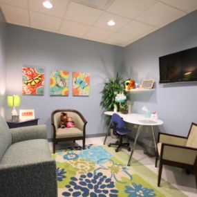 KidsTown Dental patient waiting room Pediatric Dental and Orthodontic Services Katy, Texas