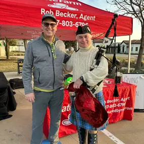 Let's Get Shamrocked! I hope you made it to the Front Porch for live music by Tyler Bond and airbrush tattoos sponsored by Rob Becker, State Farm.  There were giant games, food trucks: Flat Top Biscuits, Rokis and Texas Ice Cream. We passed out green beaded necklaces and helped with the photo op and enjoyed good conversation with our neighbors.