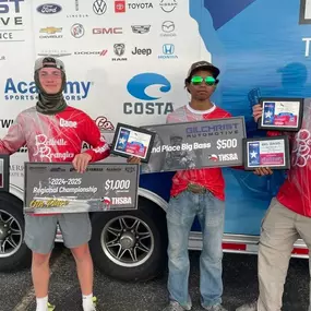 We’re reeling with pride over here at Rob Becker State Farm! Huge congratulations to Dane & Wayne from the Bellville High School Bass Fishing Team for placing 6th in the THSBA Regional Tournament on Lake LBJ—and an extra shoutout to Wayne for snagging 2nd place in the Big Bass category! These two are incredible fishermen, and we couldn’t be more proud to sponsor such talent.