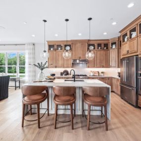Gorgeous kitchens with large center islands, top-of-the-line finishes, and brand-named appliances