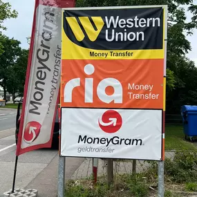 Western Union - Ria - MoneyGram Schild