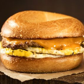Turkey-Sausage & Cheddar Breakfast Egg Sandwich
