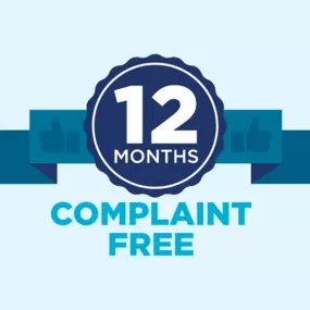 Our badge showing  12 months complaint free from the Better Business Bureau