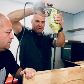 Quality control is ingrained in the DNA of Sterling Park Properties Project Managers. Here Riaan and Martin construct an interior addition for a Sandy Springs home in our workshop.