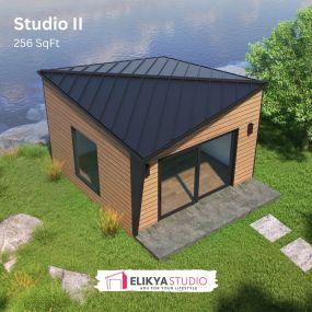 Studio ll, with 256 square feet, is ideal for those who want a larger space for work or recreation, such as a home gym, art studio, pool house or additional living for guests.