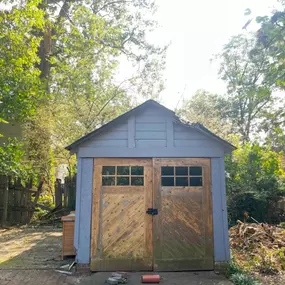 Storm damage in Cumming resulted in a fallen tree on this shed and fence, plus the homeowners car. We are estimating on the repairs, and genuinely care about every project, ensuring the highest quality work.