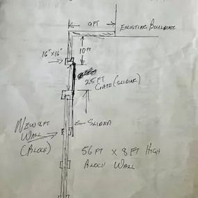 Sketches completed by our project manager to handle site development needs for dumpster pads at an Atlanta Condominium complex. We're here to bring your vision to life with quality you can trust.