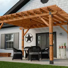 The beautiful backyard pergola is a great example of support brackets and knee braces that boast style and character.