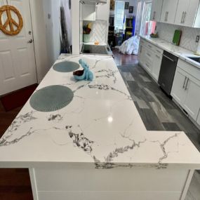 Kitchen remodel with finished granite countertop. Project completed in Des Moines, WA